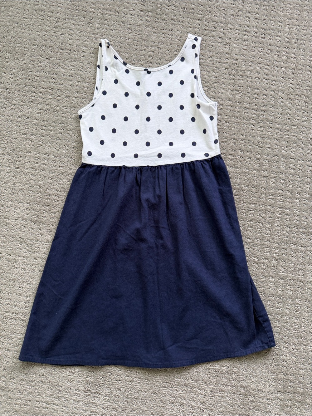 Old Navy - Girls Navy & White Polka Dot Tank Dress